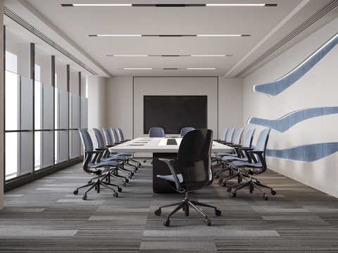  现代会议室 办公椅 会议桌椅3d模型 