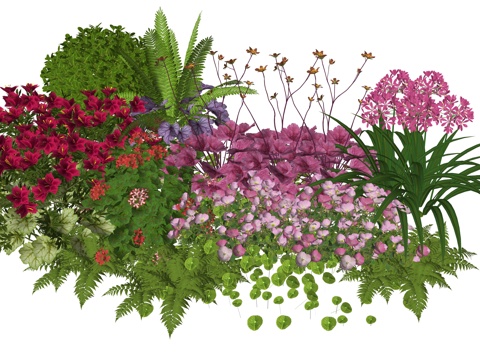  现代室内庭院植物景观组合su模型 