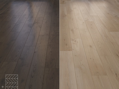  橡木拼花地板 2种铺装方式 圣诞树形、人字形3d模型 