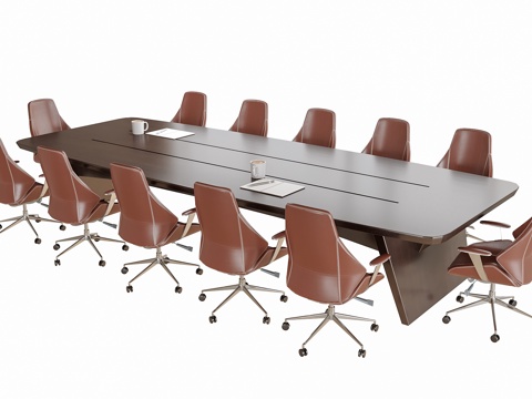  现代会议桌椅 办公椅su模型 