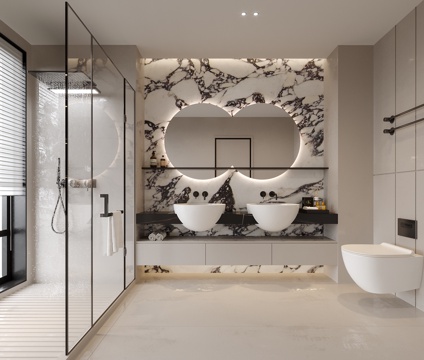 现代卫生间 洗手台 台盆su模型