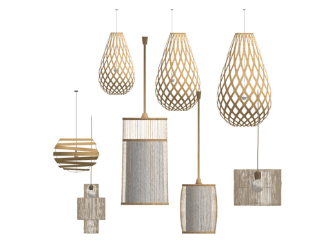 新中式竹编装饰吊灯su模型