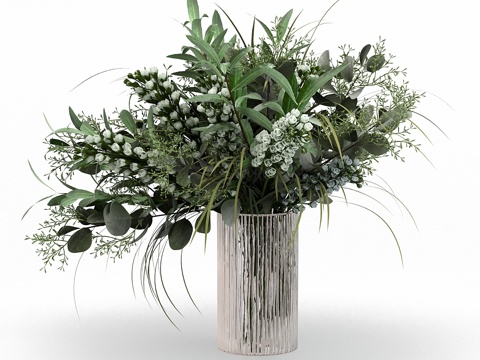  花瓶中的花束3d模型 