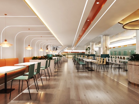  现代食堂3d模型 