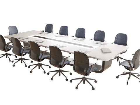  现代会议桌椅 办公椅su模型 