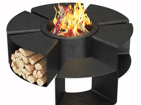  现代户外火坑3d模型 