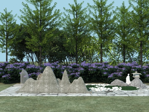 新中式景观小品su模型