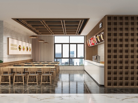  现代食堂3d模型 