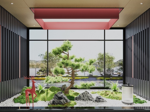  现代景观造景3d模型 