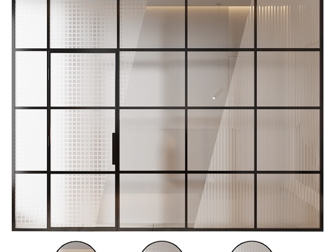  玻璃隔断3d模型 