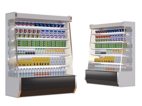  风幕柜 保鲜柜 冷藏柜 现代超市冰柜 冷柜su模型 