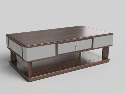  国潮新中式 轻奢新中式 国奢新中式 原木黑檀茶几3d模型 