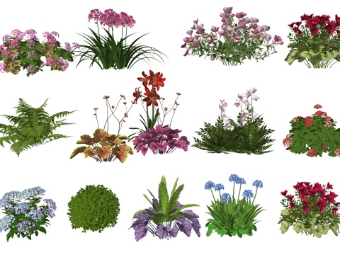  现代室内庭院植物景观组合su模型 