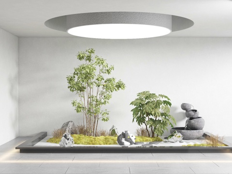  现代景观造景3d模型 