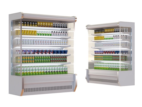  风幕柜 保鲜柜 冷藏柜 现代超市冰柜 冷柜su模型 