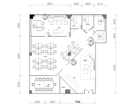 240平办公室 最新平面施工图合集cad施工图