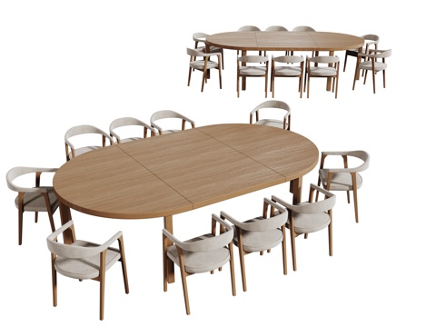 中古桌椅组合 餐桌组合 大理石餐桌 长桌 休闲桌椅su模型