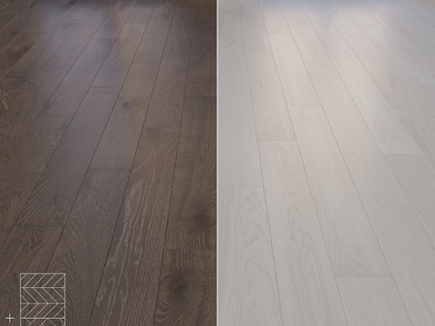  橡木拼花地板 2种铺装方式 圣诞树形、人字形3d模型 