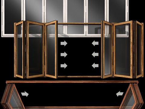  折叠彩绘玻璃木门3d模型 