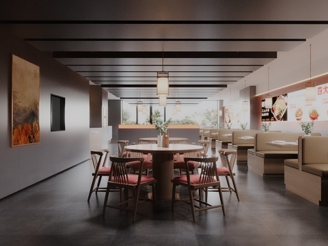  现代餐厅3d模型 