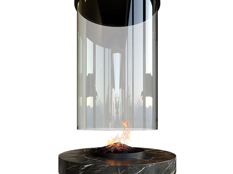  现代壁炉（圆形）3d模型 