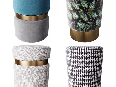  现代脚凳套装3d模型 