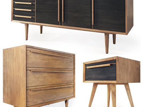  ETG-Home布鲁尼系列梳妆台、餐边柜、床头柜3d模型 