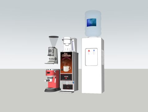 现代办公设备咖啡机饮水机su模型
