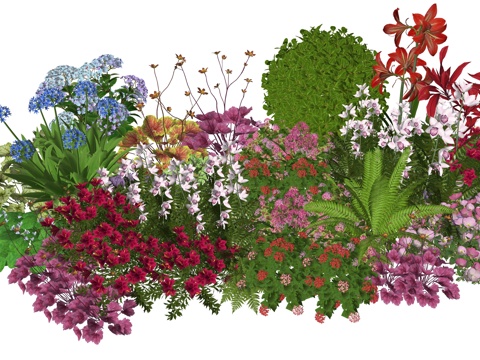  现代室内庭院植物景观组合su模型 