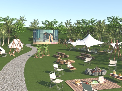 现代露营地su模型