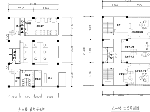  300平办公室 最新平面施工图合集cad施工图 