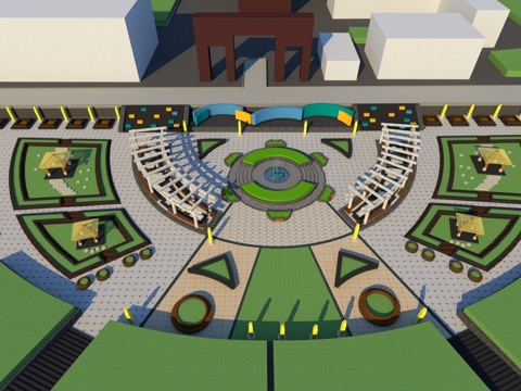 现代景观广场su模型