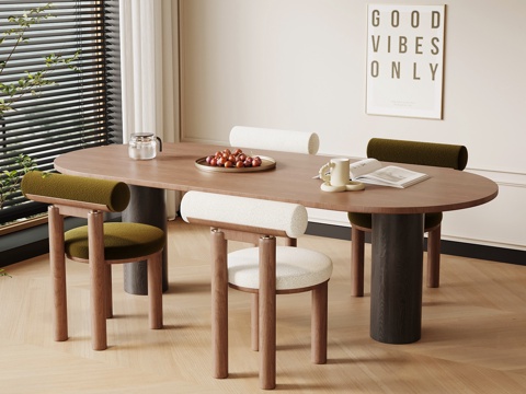 法式复古餐桌椅su模型