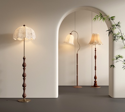 法式落地灯 复古落地灯su模型