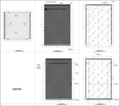  电梯轿厢  工装电梯  金属电梯平立面图 电梯节点图cad施工图 