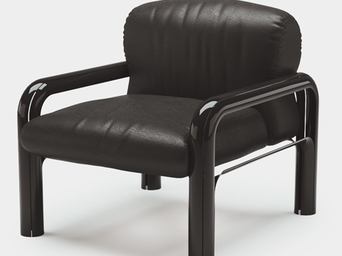  Knoll品牌盖·奥伦蒂黑色皮革扶手椅双件组3d模型 