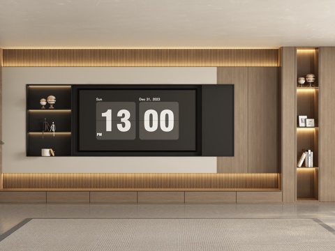 现代电视柜背景墙3d模型