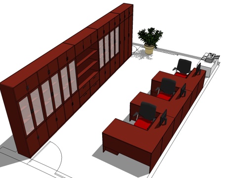  班台桌 办公桌 办公家具 办公椅 文件柜su模型 