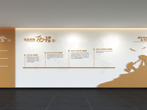  现代企业发展历程 办公文化墙 走廊 宣传栏 标语 口号 企业3d模型 
