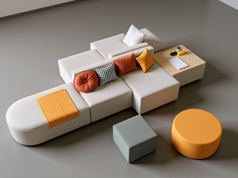 现代会所沙发组合su模型