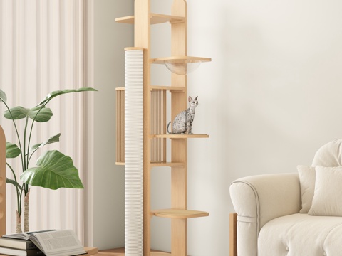 现代奶油风猫爬架宠物架3d模型