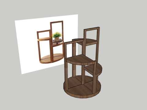 木制可爱花架su模型