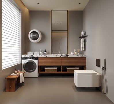 现代卫生间 洗手台su模型