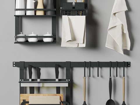  带装饰的厨房收纳系统3d模型 