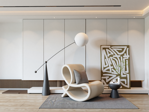 现代沙发组合背景墙su模型