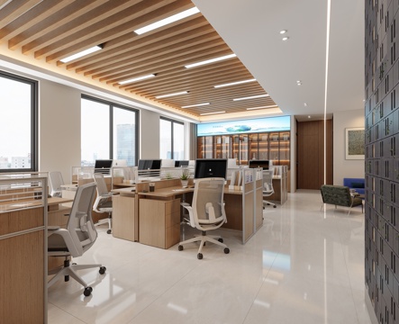  现代简约办公室3d模型 