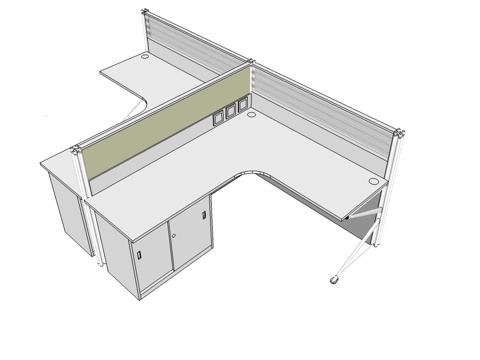 办公桌 工位 屏风卡位su模型