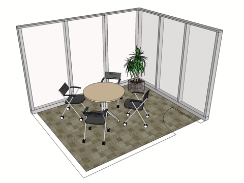  接待桌 洽谈桌su模型 