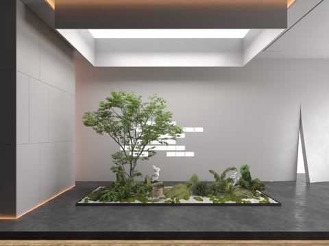  现代景观造景3d模型 