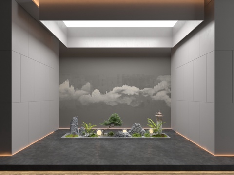  现代景观造景3d模型 